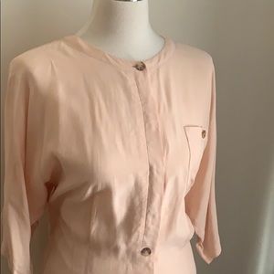 VINTAGE 80s 90s Pink Drapey Blouse